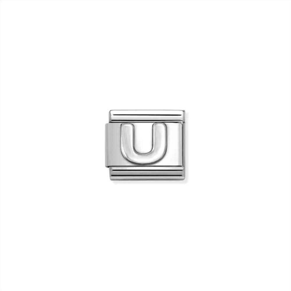 NEW NOMINATION unisex composable classic letter links in u silver